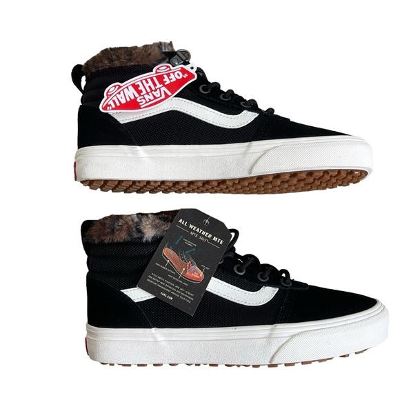 Vans Ward Hi MTE High Top Suede Sneakers Leopard Fur Women’s Size 7.5 Black - Picture 6 of 9